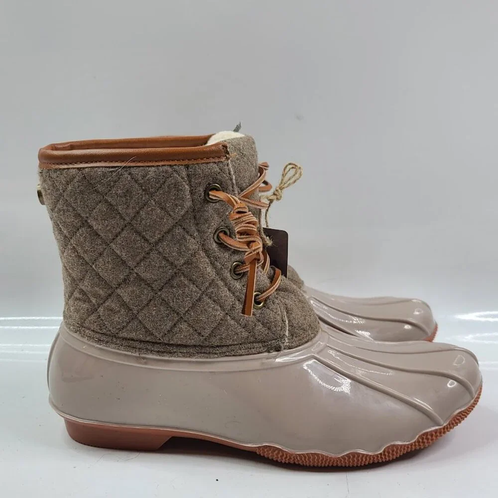 Seven7‎ Women's Gray Beige Wool Goose 3760 Ankle Duck Winter Boots Size 7